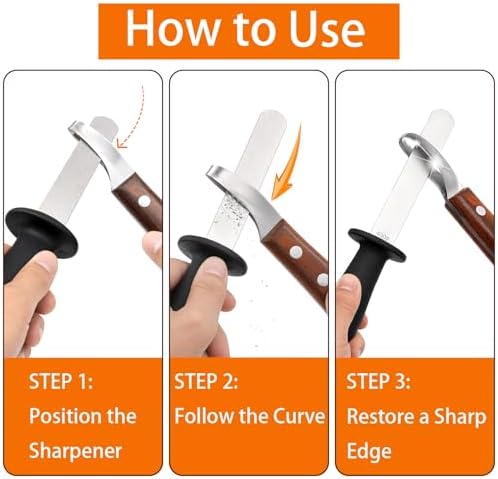 ZENFUN Hoof Knife with Sharpener, Double Edged Hoof Trimming Knife with Wooden Handle & 400/1000 Diamond Grit Rod, 8 Inch Farrier Tool Kit, Stainless Steel Blade Hoof Knife for Horses, Cattle Care