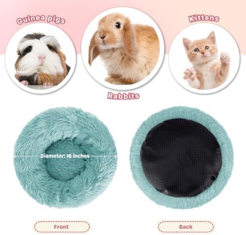 Rabbit Bed, Long Plush Donut Shaped Bunny Hideout - Turquoise