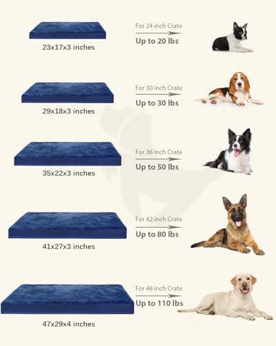 KSIIA Orthopedic Dog Bed for Medium Dogs with Waterproof Lining,Blue, 29x18