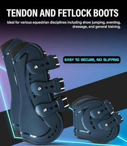 4/Pack Horse Jumping Boots, Open Front & Fetlock Boots for Jumping