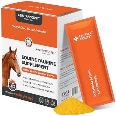 Horse Taurine Supplement Powder for Performance & Nerve Support | Equine Taurine with Magnesium for Focus, Muscle & Stress Balance | Daily Feed Powder 15-Day Supply