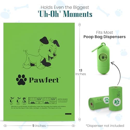 100% Home Compostable Dog Poop Bags - ASTM D6400 & EN 13432 Certified - 18 Rolls of Biodegradable Dog Poop Bags - 270 Bags