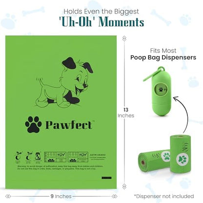 100% Home Compostable Dog Poop Bags - ASTM D6400 & EN 13432 Certified - 18 Rolls of Biodegradable Dog Poop Bags - 270 Bags