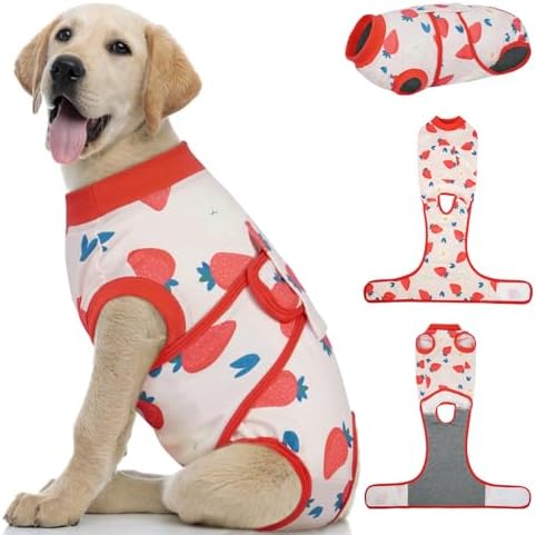 Kuoser Dog Recovery Suit, Female Male Spay Neuter Surgery Suit, Printed, M