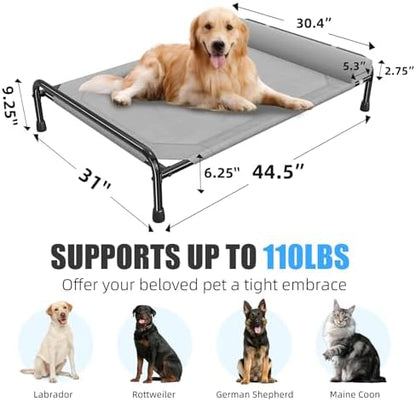 Simple Trending Elevated Dog Bed for Large Dogs, 44.5" x 31", Grey