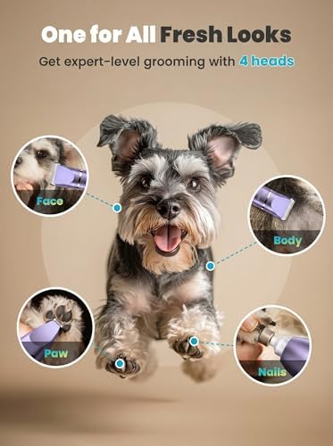oneisall 4 in 1 Dog Grooming Kit with LCD Display Purple