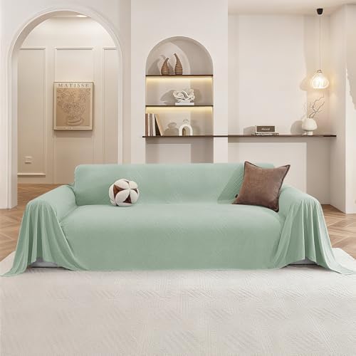 Couch Cover for Dogs, Loveseat 2 Cushion Sofa Cover, Light Green