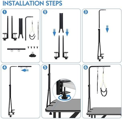 Adjustable Dog Grooming Arm with Heavy-Duty Clamp: 31" to 42" Height