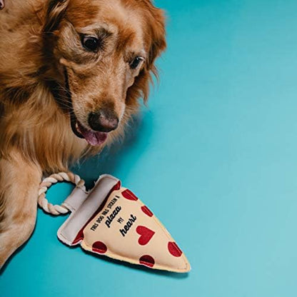 Pavilion Gift Company Stolen A Pizza My Heart Dog Toy, 13", Yellow, Dogs, Medium- Large Breeds