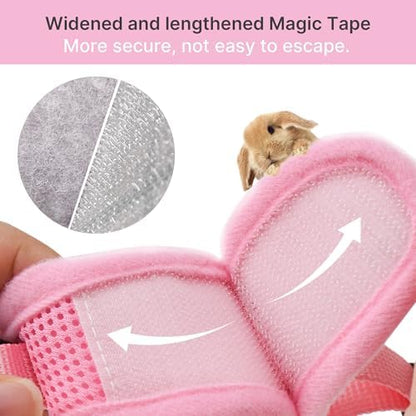 AIITLE Breathable Escape Proof Rabbit Harness and Leash Set, Pink L