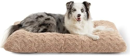 EHEYCIGA Washable Large Dog Bed for Crate, 36x27 Inch Pet Bed, Camel
