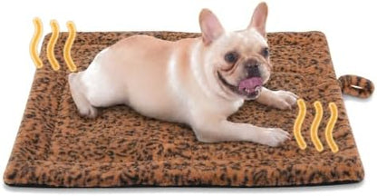Self Warming Cat Pad for Cats and Dogs, Non Electric Thermal Pet Mat, Washable Soft Sleeping Mat with Non Slip Backing, Indoor & Sheltered Outdoor Use, 30 x 24 in, Brown/Black