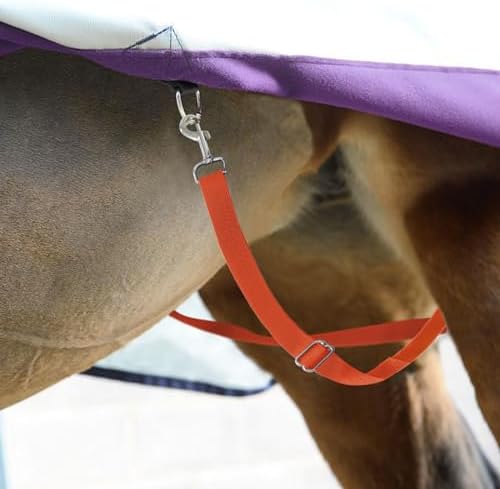 Harrison Howard Half Elastic Horse Blanket Leg Straps Replacement, Adjustable Leg Straps with Controlled Stretch for Heavy Blankets, Secure Fit for Turnout, Stable & Transport Orange Full Large
