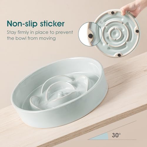 vancasso Slow Feeder Dog Bowl, 1.5 Cup Ceramic Puzzle Dish for Medium Breed