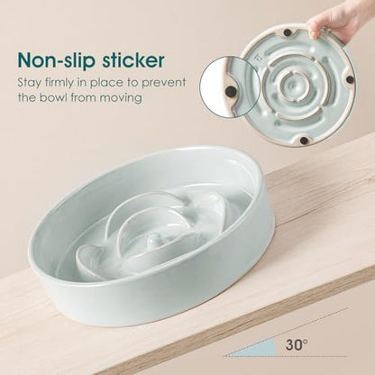vancasso Slow Feeder Dog Bowl, 1.5 Cup Ceramic Puzzle Dish for Medium Breed