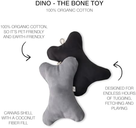 Pet Passion 2-Pack Stuffed Bones Dog Toys Durable Cotton Canvas with Coconut Fill for All Pet Breeds, Gray Ombre, One Size