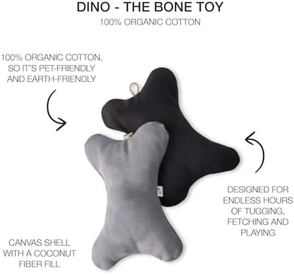 Pet Passion 2-Pack Stuffed Bones Dog Toys Durable Cotton Canvas with Coconut Fill for All Pet Breeds, Gray Ombre, One Size