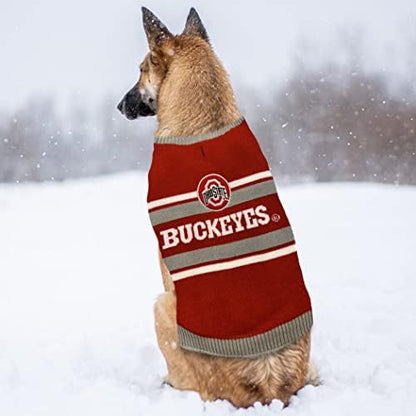 NCAA Ohio State Buckeyes Dog Sweater, Size Extra Small. Warm and Cozy Knit Pet Sweater with NCAA Team Logo, Best Puppy Sweater for Large and Small Dogs