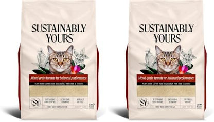 Sustainably Yours Natural Cat Litter, Mixed-Grain Formula, Exceptional Clumping & Odor Control, Virtually No Dust, Easy to Scoop, Corn & Cassava Plant-Based, Unscented, 10 lbs (Pack of 2)