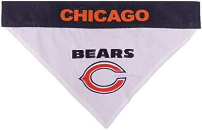 NFL DOG BANDANA - CHICAGO BEARS REVERSIBLE PET BANDANA. 2 Sided Sports Bandana with a PREMIUM Embroidery TEAM LOGO, Large/X-Large. - 2 Sizes & 32 NFL Teams available