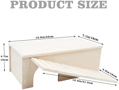 Oooct Bearded Dragon Hide Cave, Wooden Lizard Hideout with Climbing Ramp, Reptile Habitat with Basking Platform, Tank Accessories for Bearded Dragon Lizard Chameleon Hamster 12.9 × 11 × 4.7 Inch
