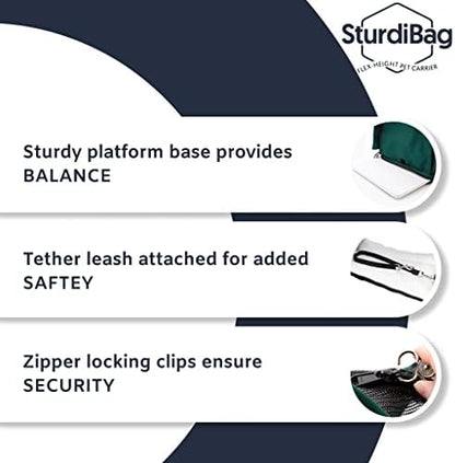 SturdiBag Large Pet Travel Carrier: Flexible Height for Cat and Dog Soft Sided with Safety Clips and Seatbelt Straps | HOT Pink, 18" x 12" x 12" (PN: SB2-PRO-HP)