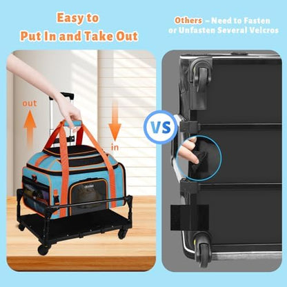 Petskd Top-Expandable Pet Carrier with Wheels Airline Approved, Blue