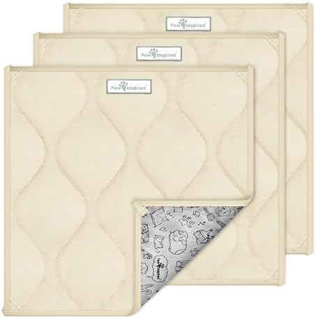 Paw Inspired Washable Fleece Guinea Pig Cage Liner Pads,12x12 Inch, Beige