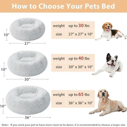 WNPETHOME Large Round Calming Dog Bed Cat Bed for Comfy Sleep