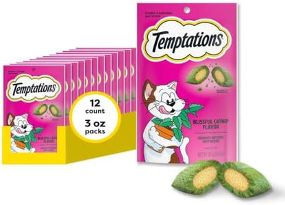 Temptations Classic Crunchy Cat Treats, Blissful Catnip, 3 oz, 12 Pack