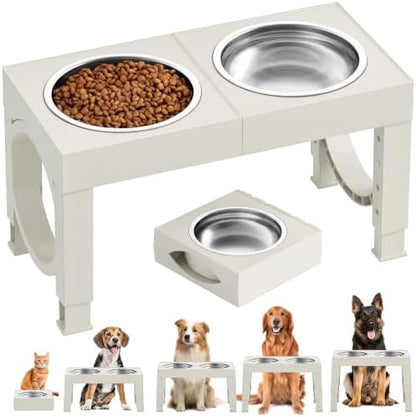 XIAZ Elevated Dog Bowls Large Breed Raised Dogs Bowl Stand Large/Medium Sized Dog Stainless Steel Food Water Bowl Stands 5 Heights Adjustable 9/11/12/14in Pet Feeder Dish Station