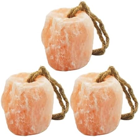 3 Pack Himalayan Salt, Lick Natural Mineral Block Rope Long-Lasting Raw Pink Salt Lick Suitable for Horses, Deer, Cattle, Goats and Other Livestock(7.2-9.9LBS)