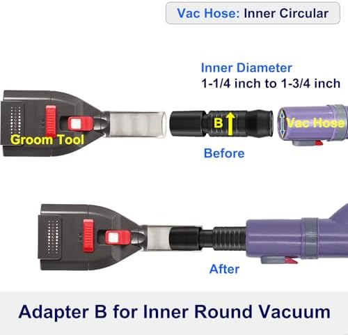 Dog Brush Vacuum Attachment with 1"-1.75" Universal Adapters for Vacuum Cleaners, Pet Hair Shedding Grooming Tool Kit with Long Extension Hose