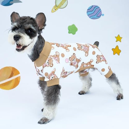 XPUDAC 4 Pieces Dog Pajamas Soft Strechy Puppy Onesies Pet Clothes for Small Medium Dogs Boy Girl Cat Pet Outfit, S