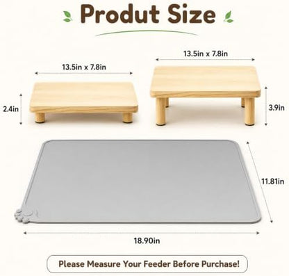 Elevated Cat Food Stand for Automatic Feeders with Silicone Mat