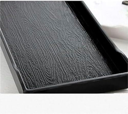 OMEM Reptile Bowl Large Food and Water Dish Enough Space Also Fit for Bath Simulated Wood Grain Surface (S, Black)