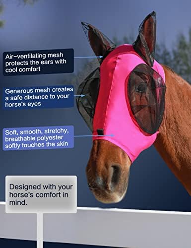 Horse Fly Mask with Ears, Fly Mask for Horses, Breathable Mesh