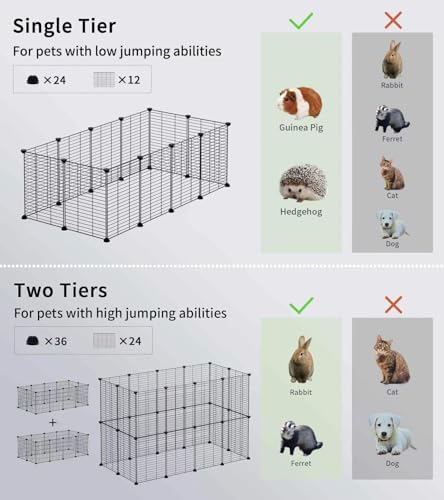 LURIVA Small Animal Playpen, Guinea Pig Cages, Pet Playpen, Rabbit Cage,Small Animal Cage, Puppy Kitten Dog Playpen, Indoor Outdoor Portable Metal Wire Yard Fence,15 X 12 Inch, 28 Panels, Black
