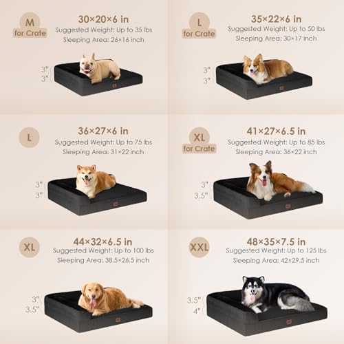 EHEYCIGA Extra Large Dog Bed Othorpedic, Memory Foam XL Dog Bed with Washable Removable Cover, Waterproof Pet Sofa Couch XLarge Size Dogs with Nonskid Bottom, 44x32x6.5, Black