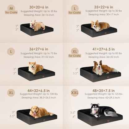 EHEYCIGA Extra Large Dog Bed Othorpedic, Memory Foam XL Dog Bed with Washable Removable Cover, Waterproof Pet Sofa Couch XLarge Size Dogs with Nonskid Bottom, 44x32x6.5, Black