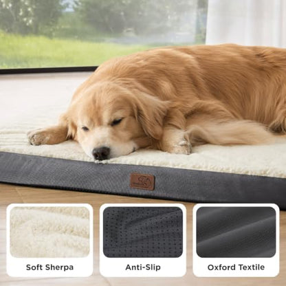 Bedsure XL Dog Bed, Extra Large Pet Bed with Comfy Sherpa,44x32in Grey