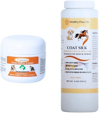 Pet Skin & Coat Care Bundle - Lime Sulfur Cream (2 oz) and Coat Silk Powder (6 oz)