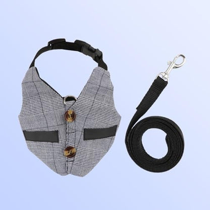 Rabbit Vest Harness and Leash Set Adjustable Formal Suit Style for Bunny Kitten Small Animal Walking (M)