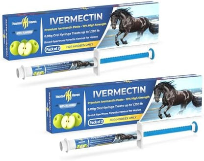 Premium Horse Paste Gel 10% High Strength – 2 Pack Oral Syringes – Apple Flavored – Easy Adjustable Dosing – 6.08g Each – USA Made – Equine Use Only