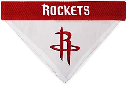 NBA Dog Bandana - Houston Rockets Reversible Pet Bandana. 2 Sided Home & Away Sports Bandana with a PREMIUM Embroidery TEAM Logo, Small/Medium