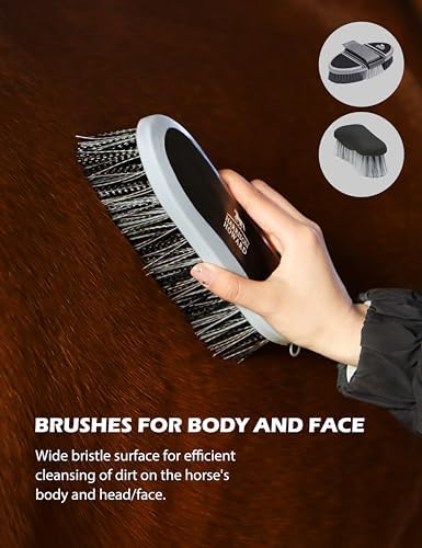 Harrison Howard Horse Grooming Kit, 11-Piece Horse Brush Set with Tote