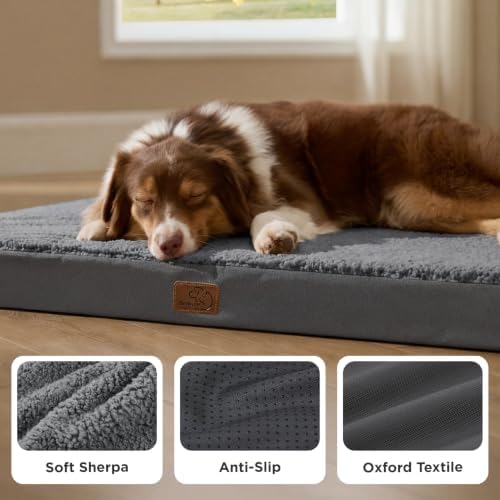 Bedsure Washable Dog Beds Large Sized Dog with Comfy Sherpa, 36IN Dark Grey