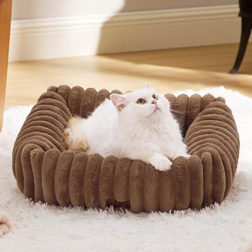 Bedsure ComfyFleece™ Cute Dog Bed for Small Dogs & Cats，20in Camel Brown