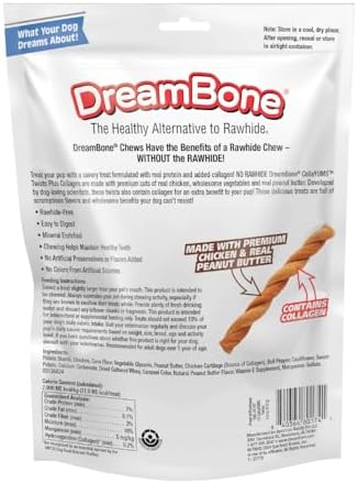 DreamBone CollaYUMS Twists Plus Collagen Rawhide-Free Dog Treats, 10 Count