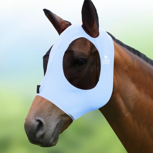 Harrison Howard Super Comfort Stretchy Fly Mask Large Eye Space with UV Protection Soft on Skin with Breathability ICY Blue L Full Size
